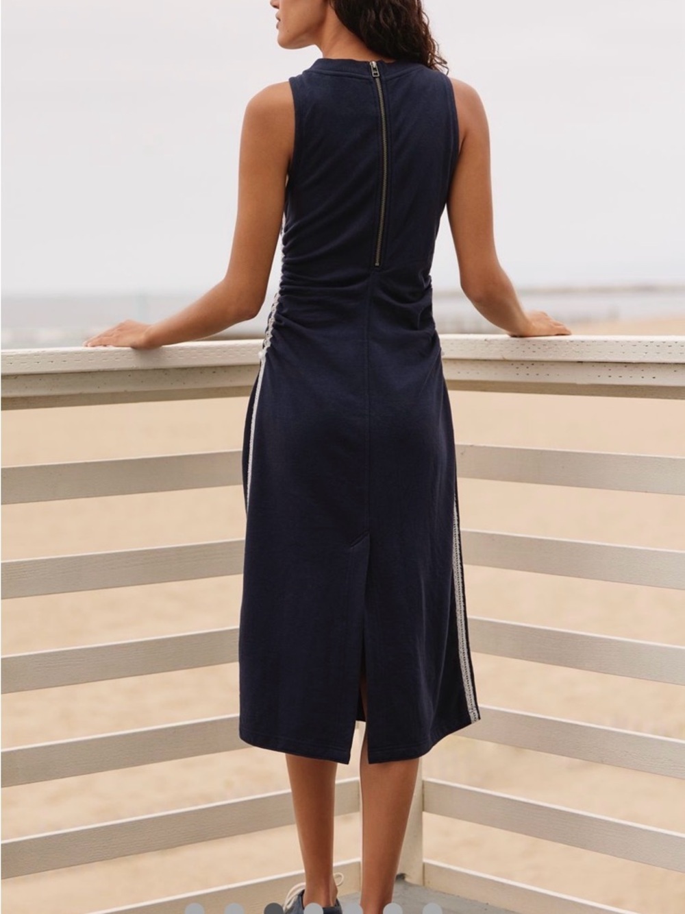 Anthropologie Daily Practice Sports Start Sleeveless Midi Dress nautical summer - Picture 4 of 14